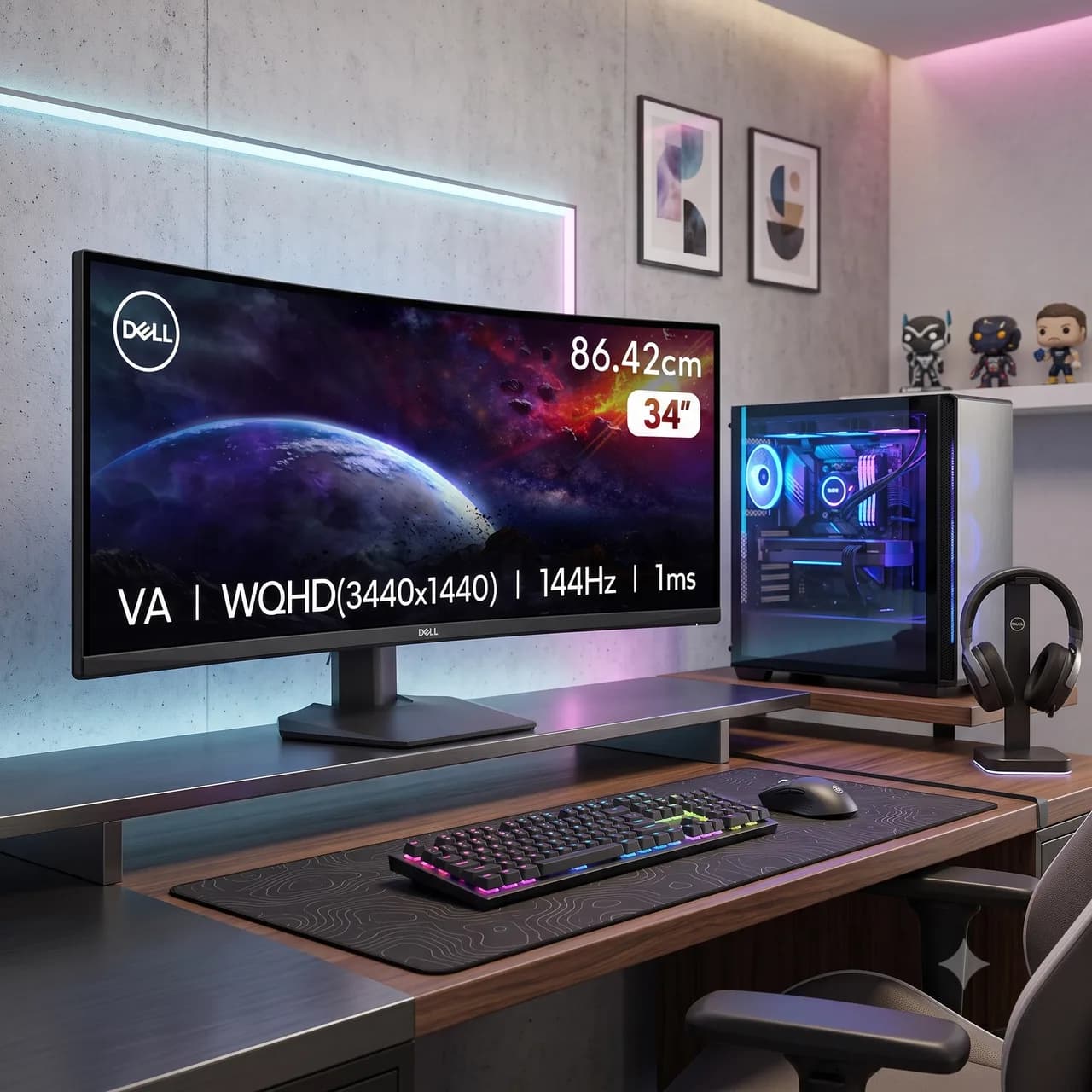 DELL 게이밍 모니터 S3422DWG 34인치 21:9 WQHD 144Hz 1ms