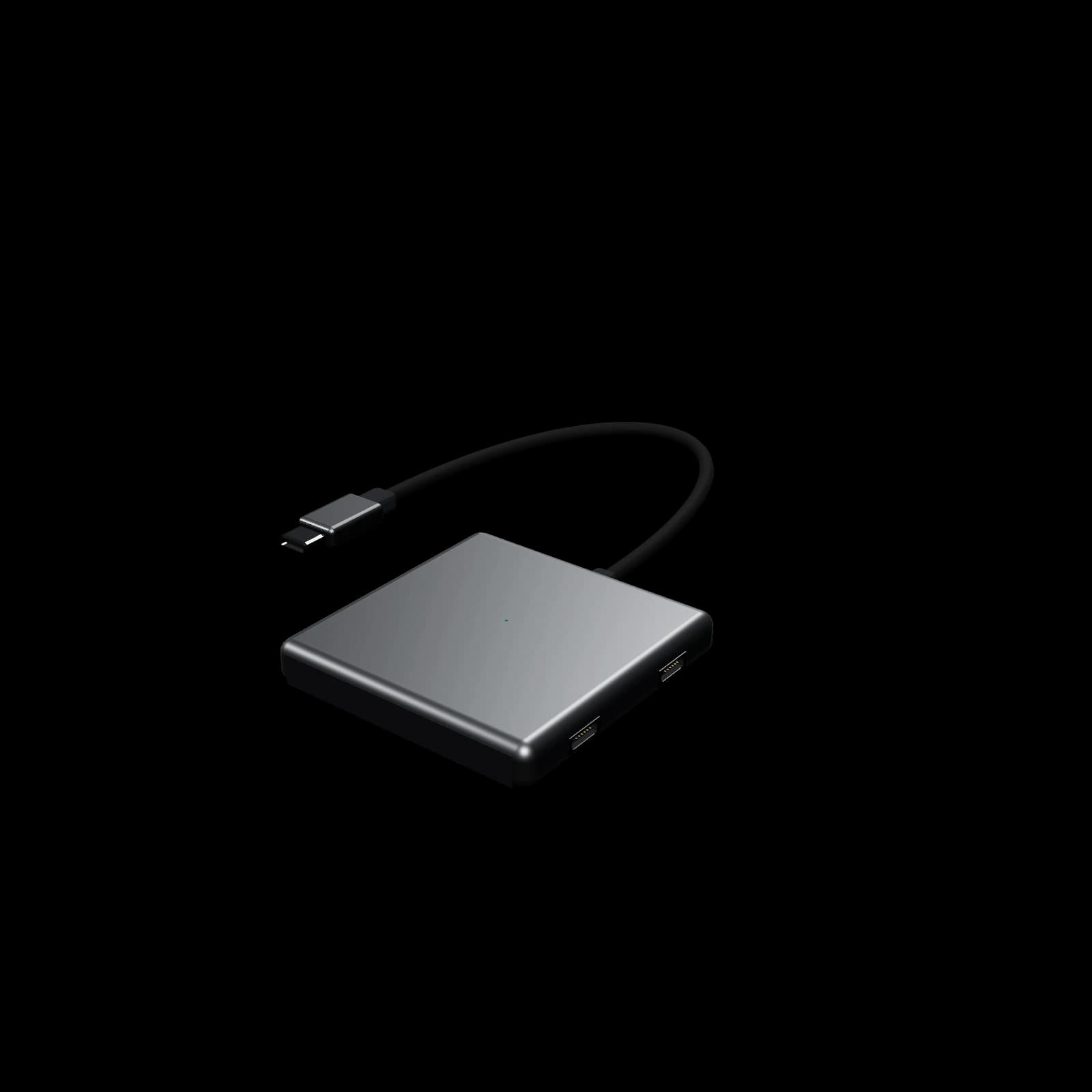 Satechi 4-Port USB-C Hub with Power Delivery 3D 렌더