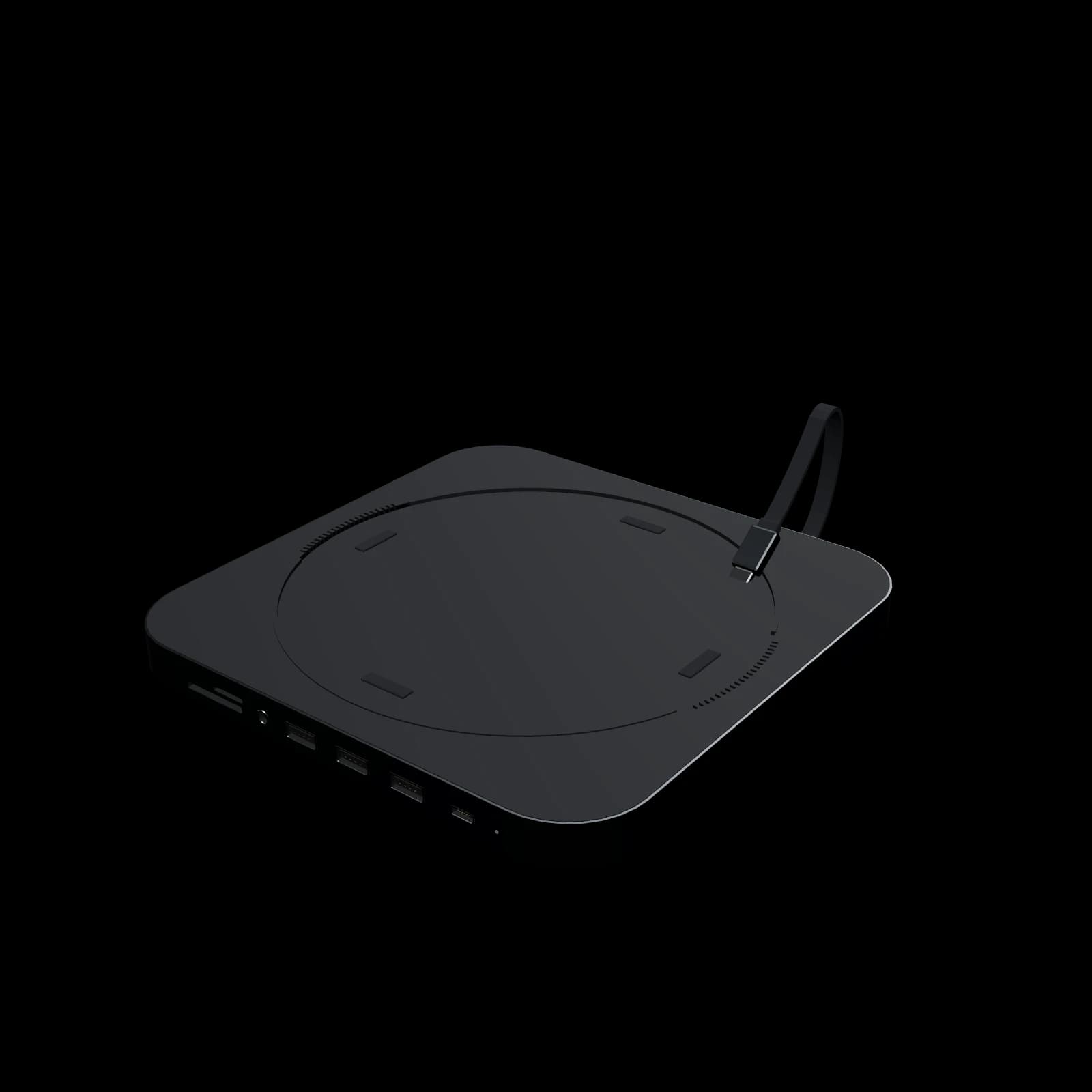 Satechi Type-C Aluminum Stand & Hub for Mac Mini 3D 렌더