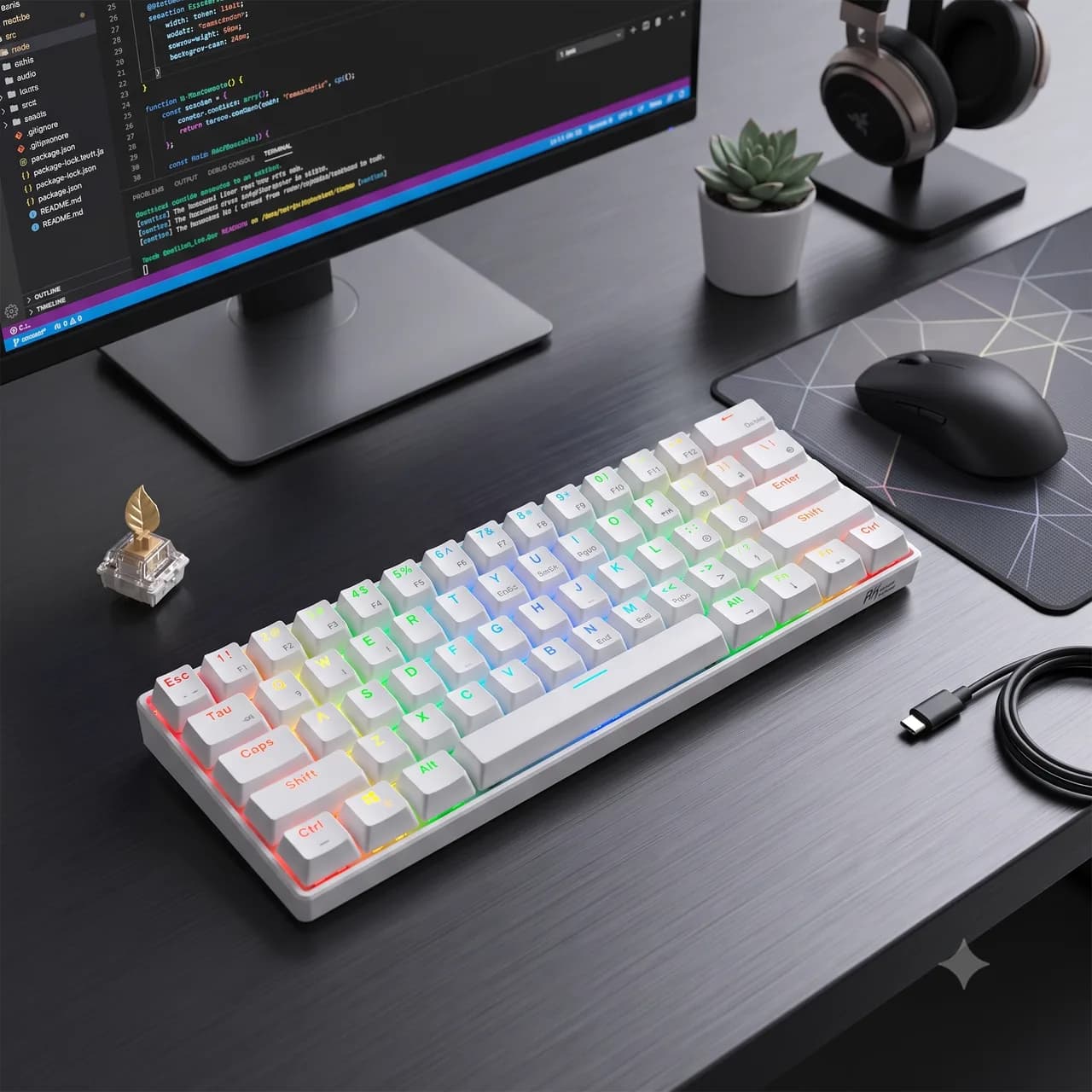 로얄클루지 블루투스 기계식 키보드 RK61 RGB 백라이트